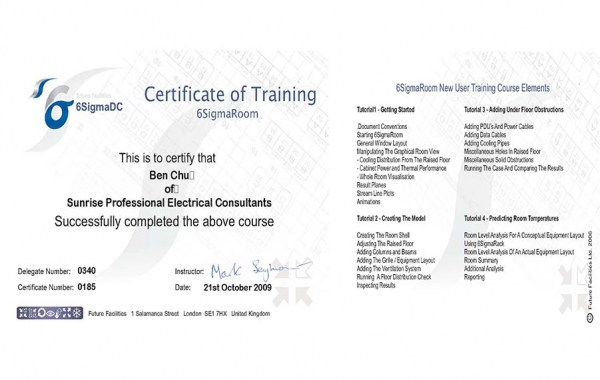 6SigmaDC Certification